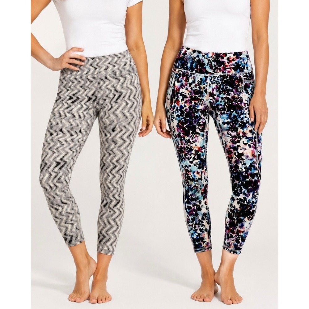 Lot 2 Women's XL RBX TUFF Active Leggings Watercolor Chevron Yoga Gym
